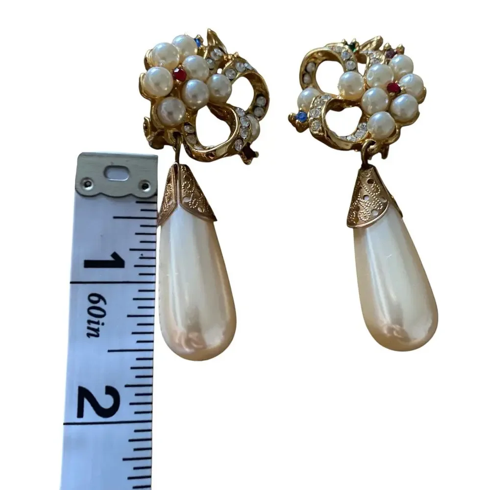 Gorgeous Vintage French designer Clip-on Drop Earrings - 3